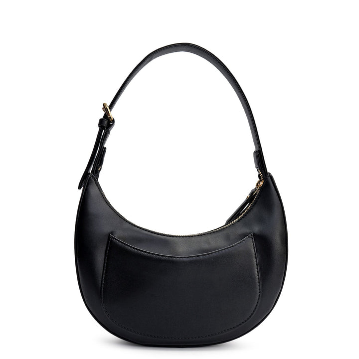 Small Plain Leather Baguette - Black