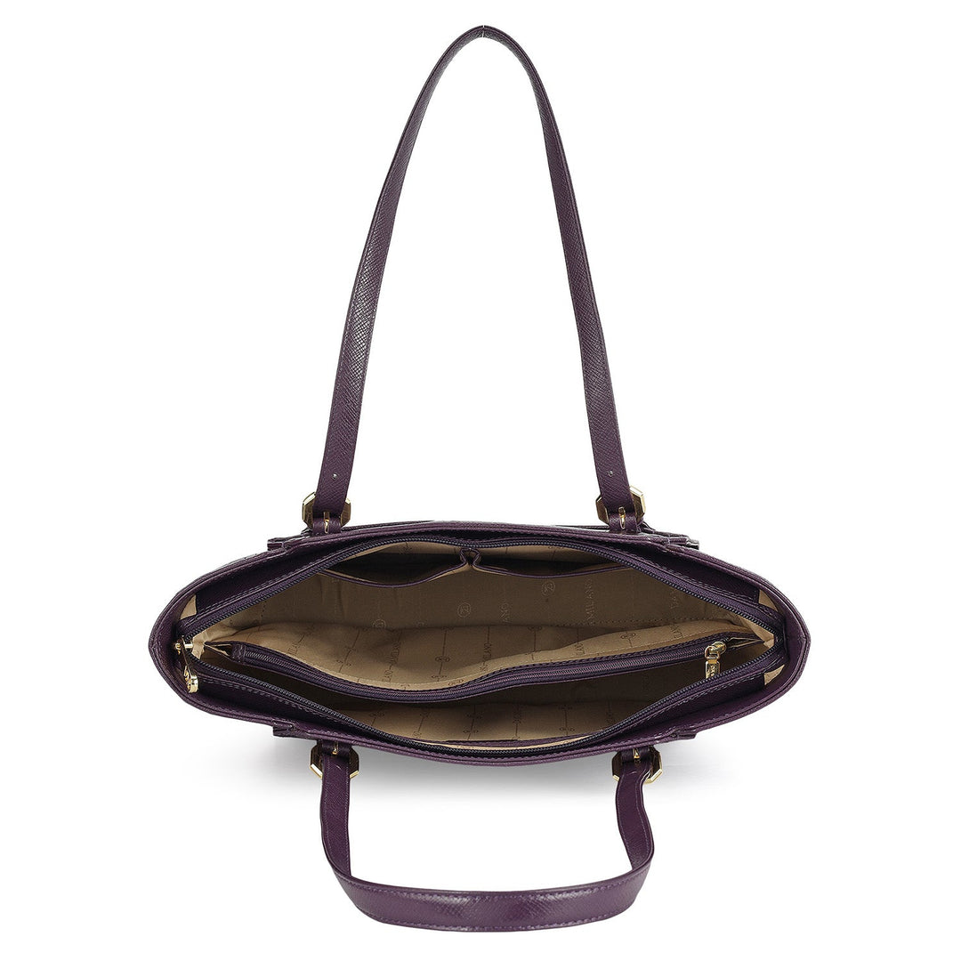 Medium Croco Leather Tote - Grapevine