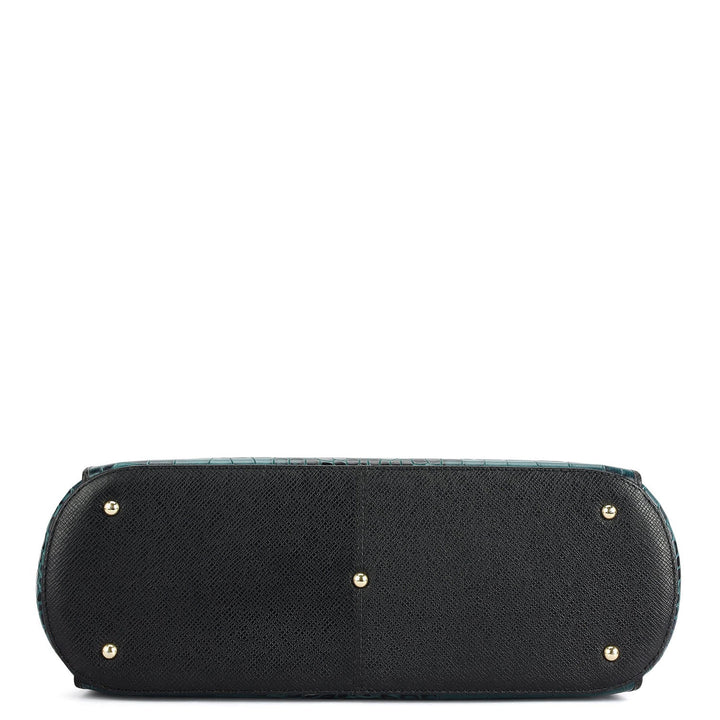 Medium Croco Leather Tote - Teal