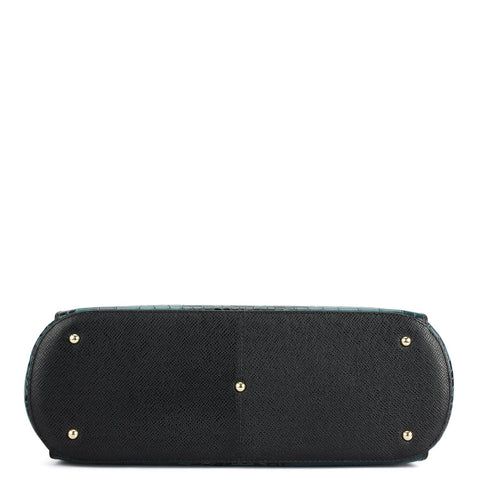 Medium Croco Leather Tote - Teal