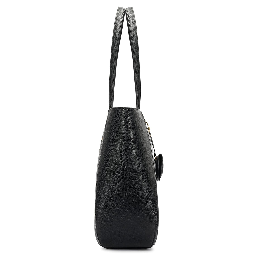 Large Croco Franzy Leather Tote - Black