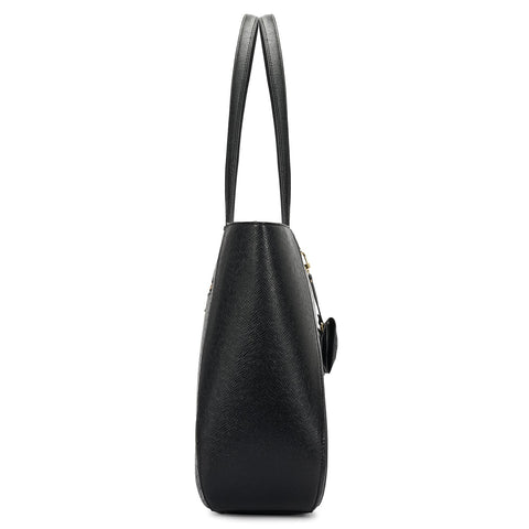 Large Croco Franzy Leather Tote - Black