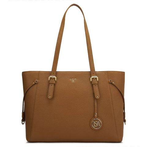 Large Wax Leather Tote - Caramel