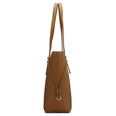 Large Wax Leather Tote - Caramel