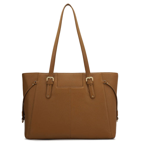 Large Wax Leather Tote - Caramel