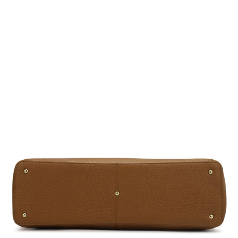 Large Wax Leather Tote - Caramel