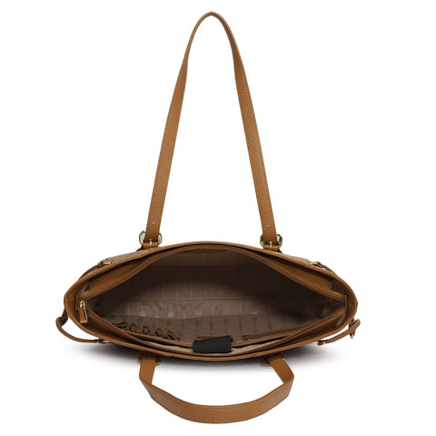 Large Wax Leather Tote - Caramel