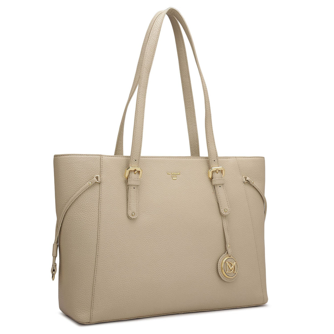 Large Wax Leather Tote - Dove