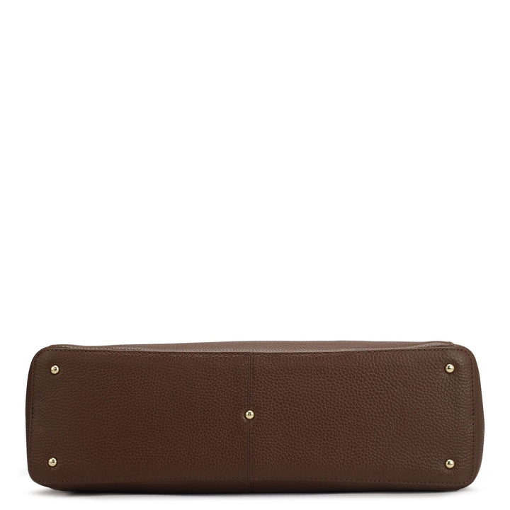 Large Wax Leather Tote - Espresso