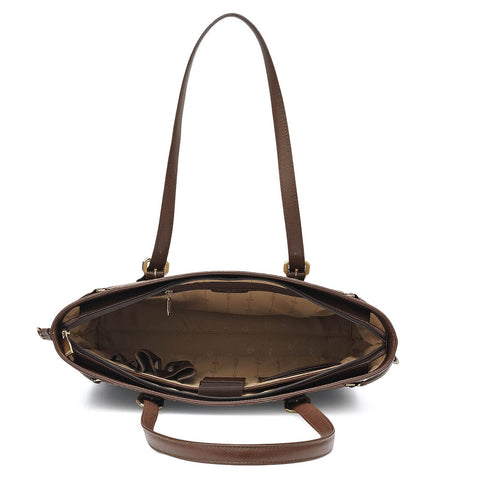 Medium Monogram Franzy Leather Tote - Walnut