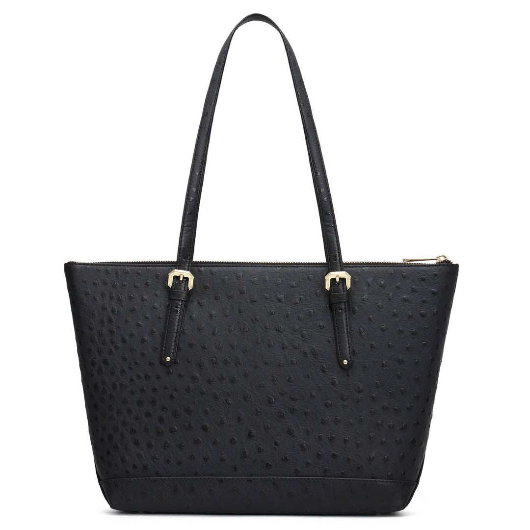 Medium Ostrich Leather Tote - Black