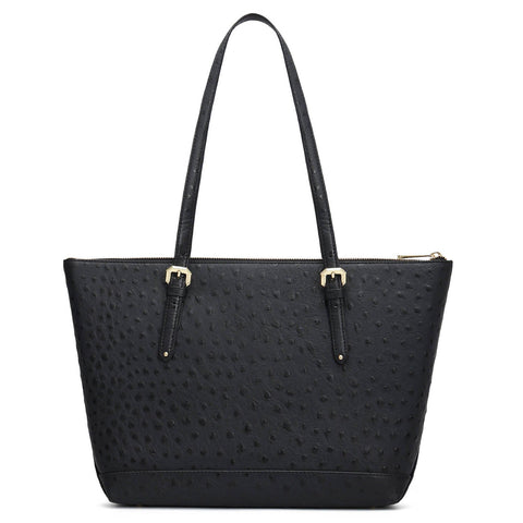 Medium Ostrich Leather Tote - Black