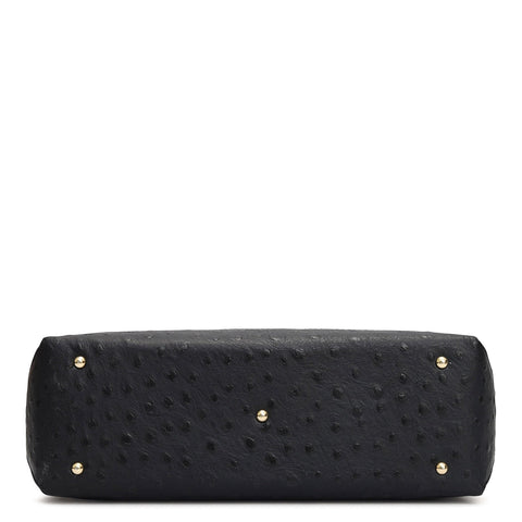 Medium Ostrich Leather Tote - Black