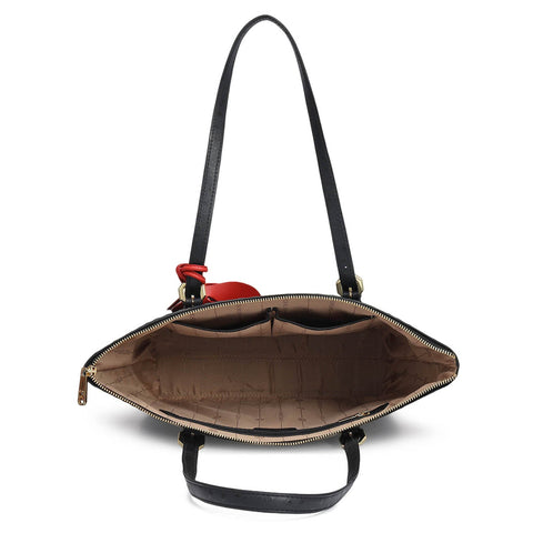 Medium Ostrich Leather Tote - Black