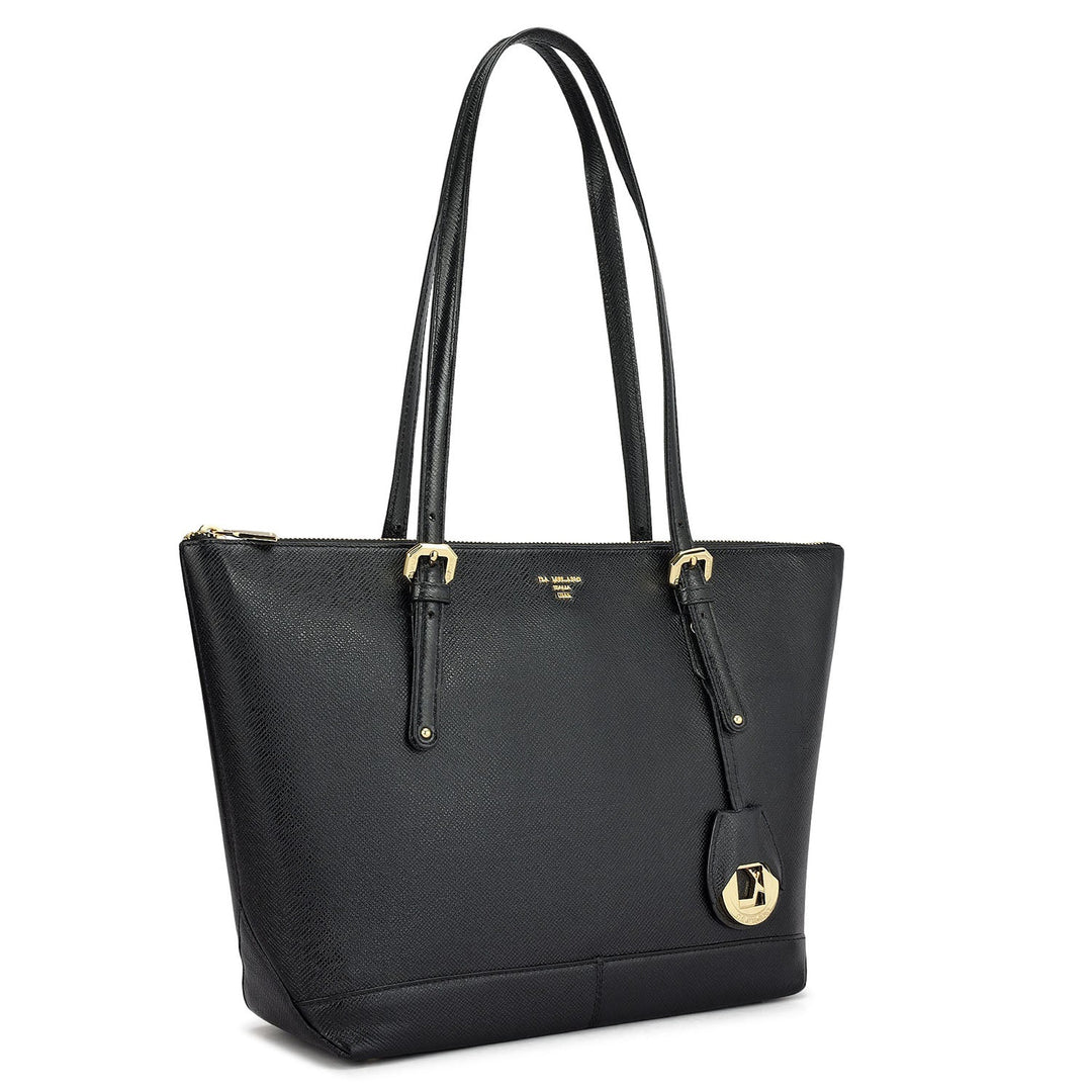 Medium Franzy Leather Tote - Black