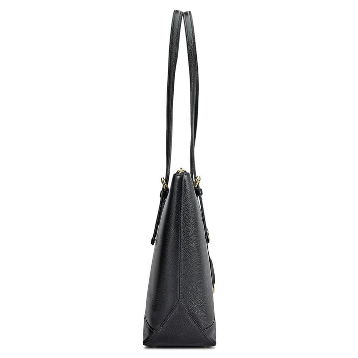 Medium Franzy Leather Tote - Black