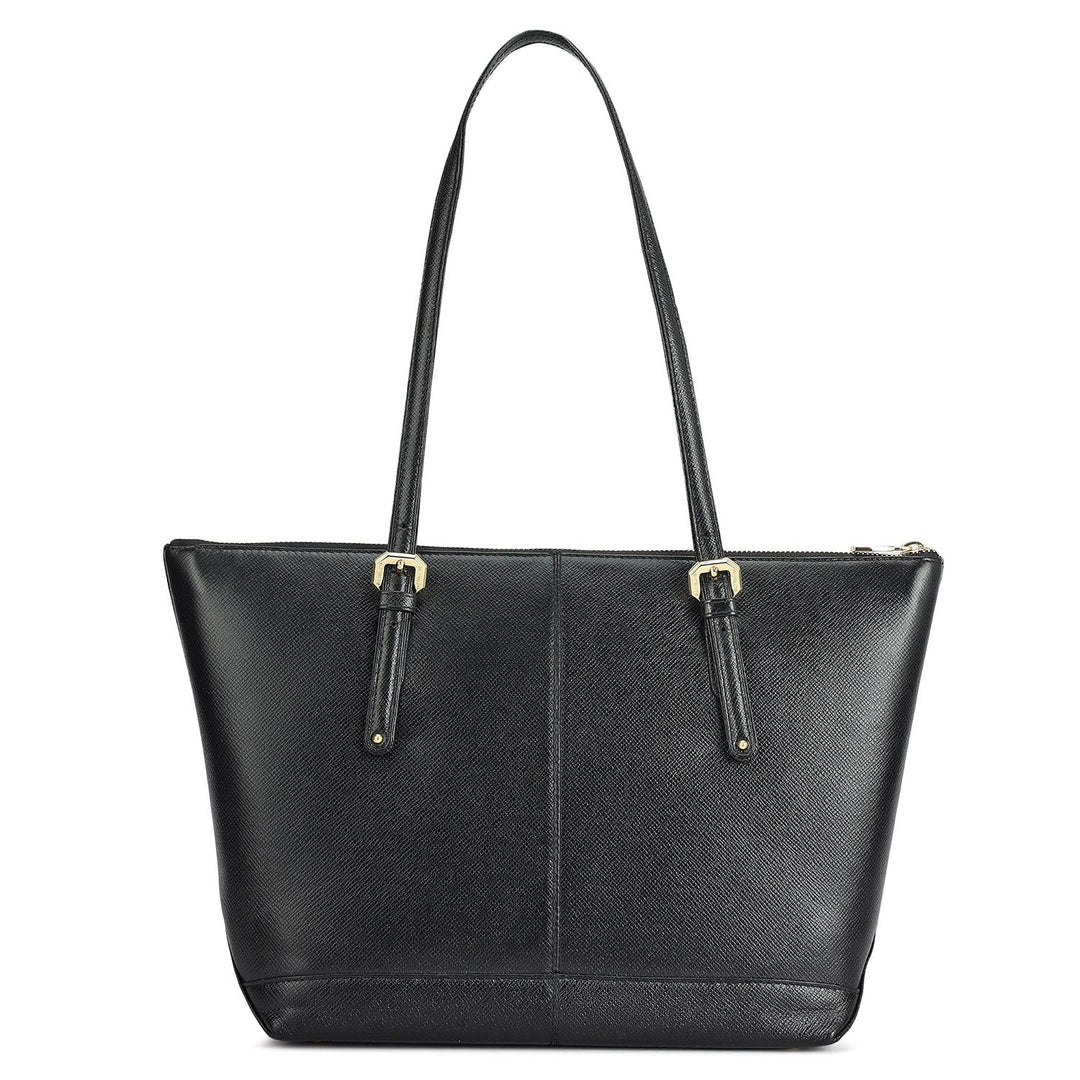 Medium Franzy Leather Tote - Black