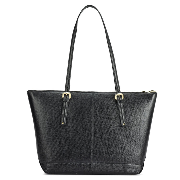 Medium Franzy Leather Tote - Black