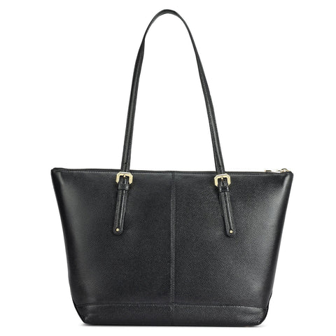 Medium Franzy Leather Tote - Black