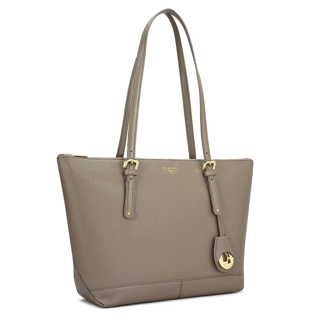 Medium Franzy Leather Tote - Smoke Grey