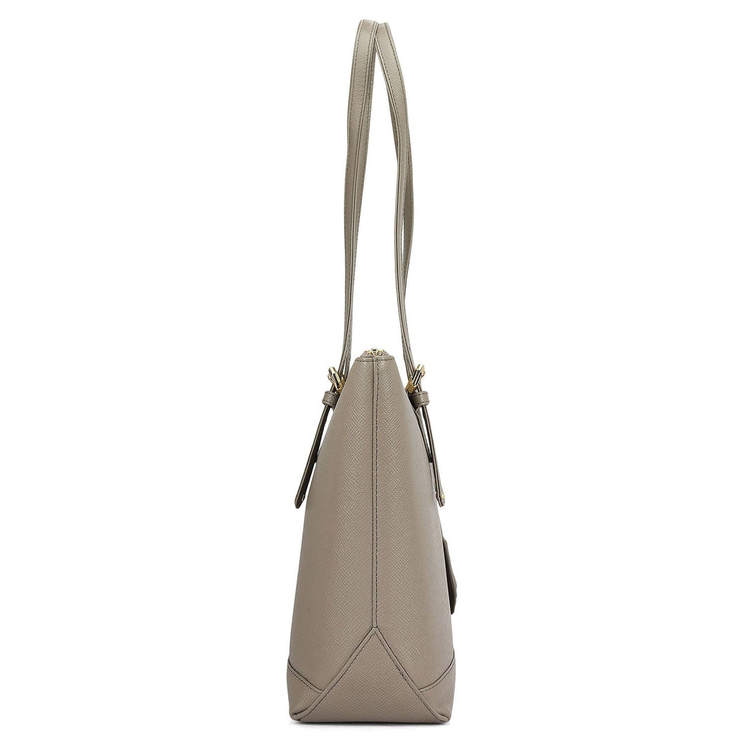 Medium Franzy Leather Tote - Smoke Grey