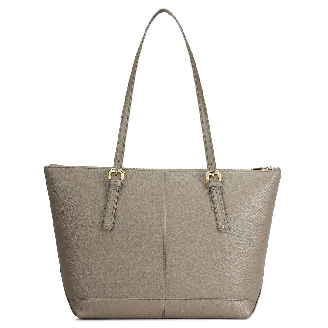 Medium Franzy Leather Tote - Smoke Grey