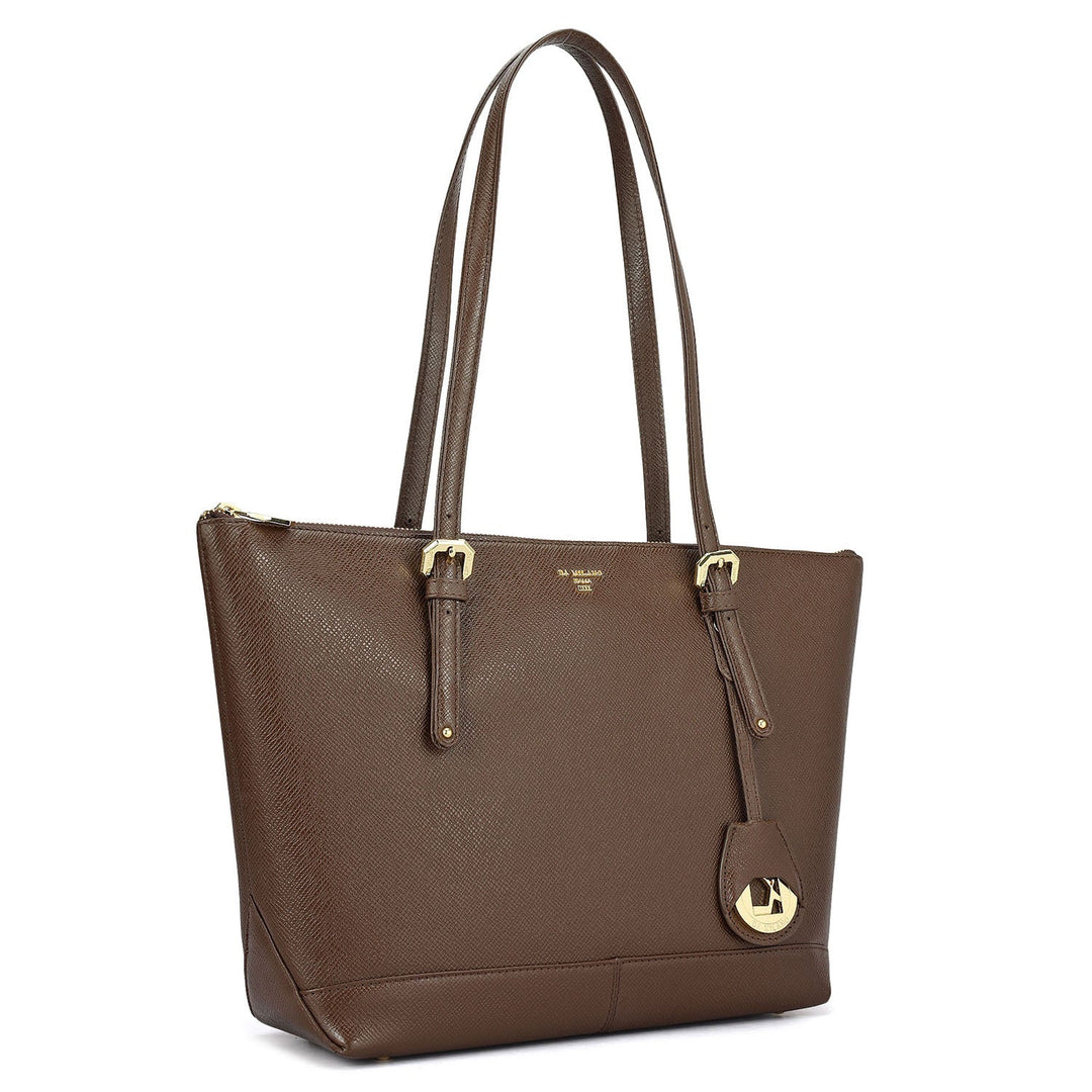 Medium Franzy Leather Tote - Walnut