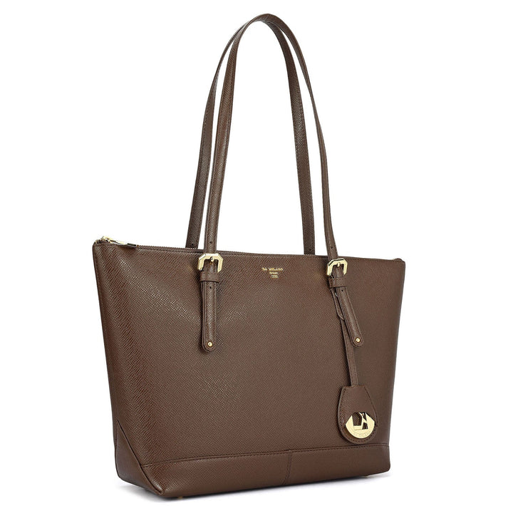 Medium Franzy Leather Tote - Walnut