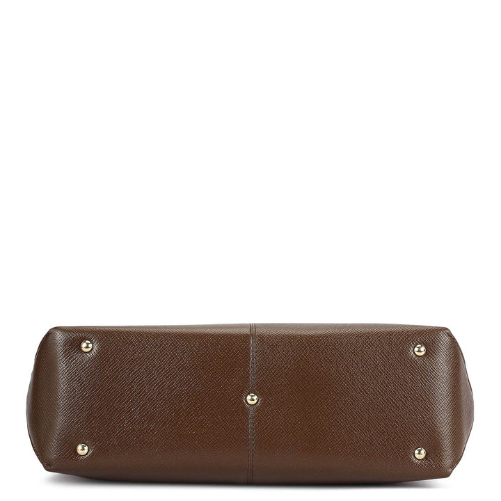 Medium Franzy Leather Tote - Walnut