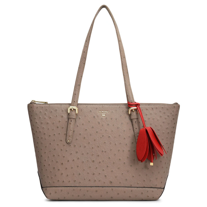Medium Ostrich Leather Tote - Slate