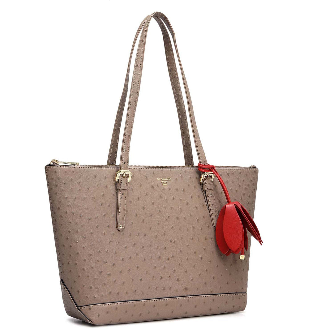 Medium Ostrich Leather Tote - Slate