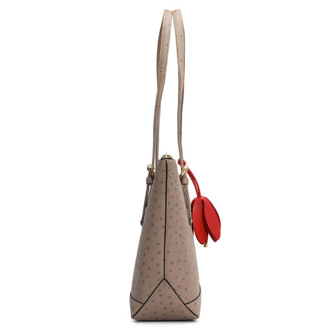 Medium Ostrich Leather Tote - Slate
