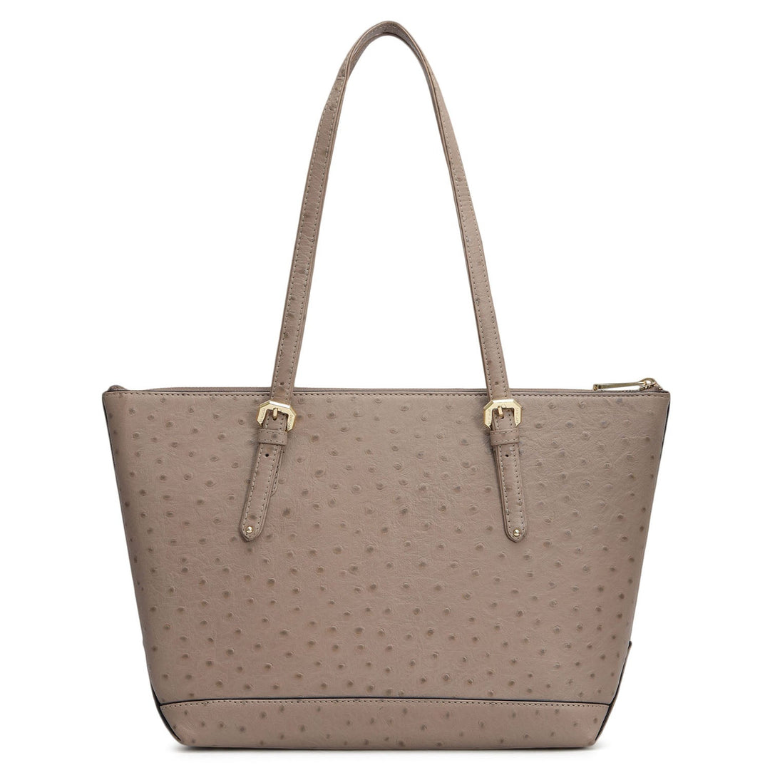 Medium Ostrich Leather Tote - Slate