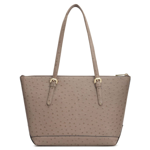 Medium Ostrich Leather Tote - Slate