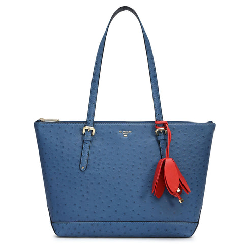 Medium Ostrich Leather Tote - Twilight