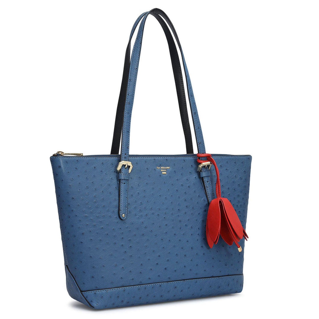 Medium Ostrich Leather Tote - Twilight