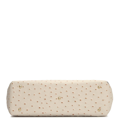 Medium Ostrich Leather Tote - Vanilla