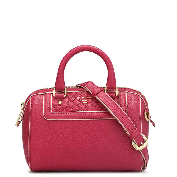 Small Wax Leather Satchel - Majenta