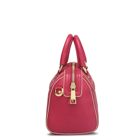 Small Wax Leather Satchel - Majenta