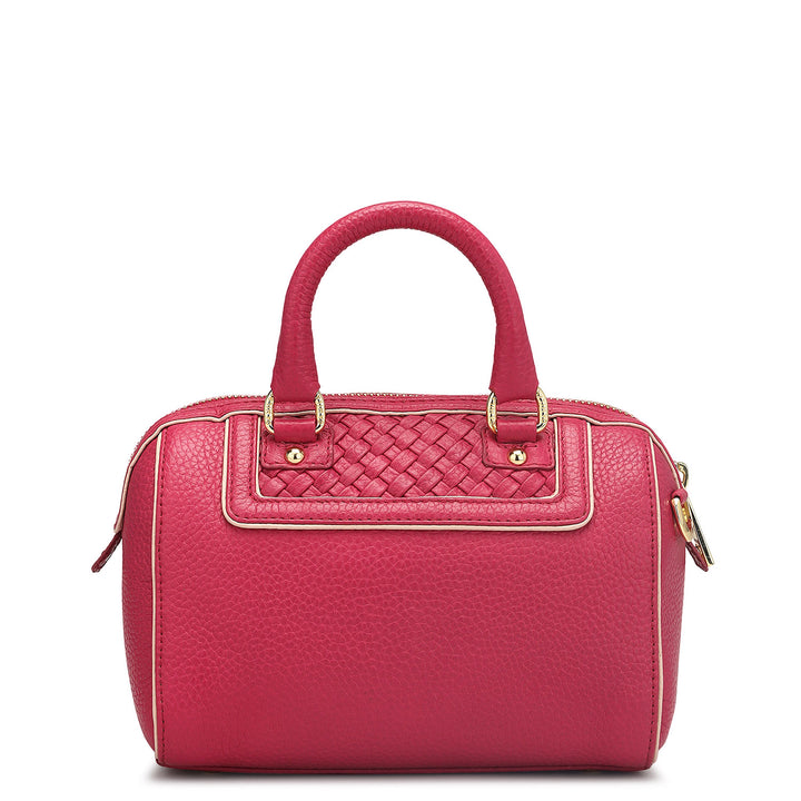 Small Wax Leather Satchel - Majenta