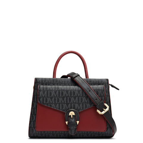 Small Monogram Plain Leather Satchel - Black