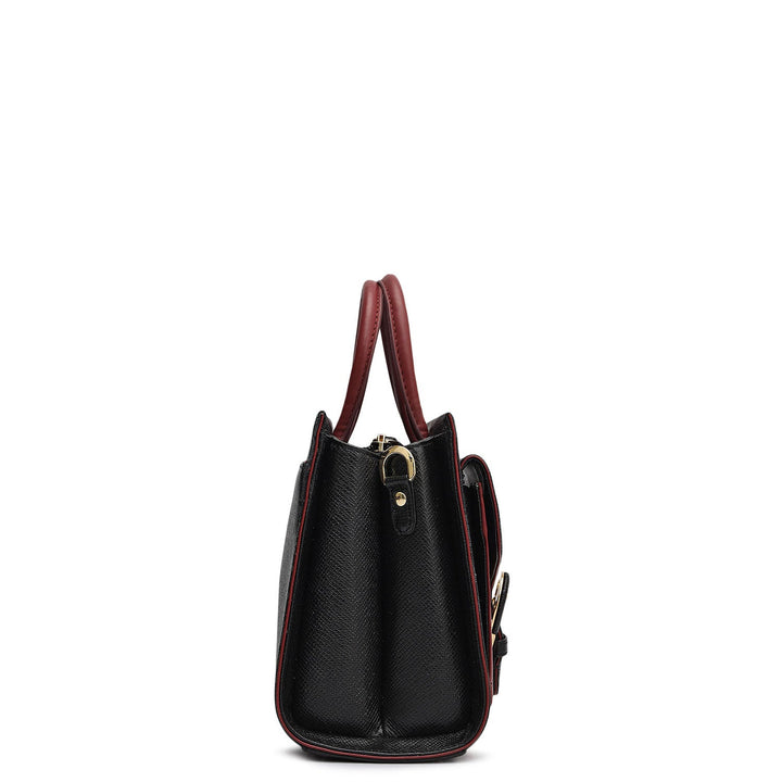 Small Monogram Plain Leather Satchel - Black