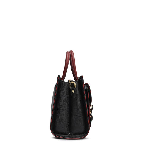 Small Monogram Plain Leather Satchel - Black