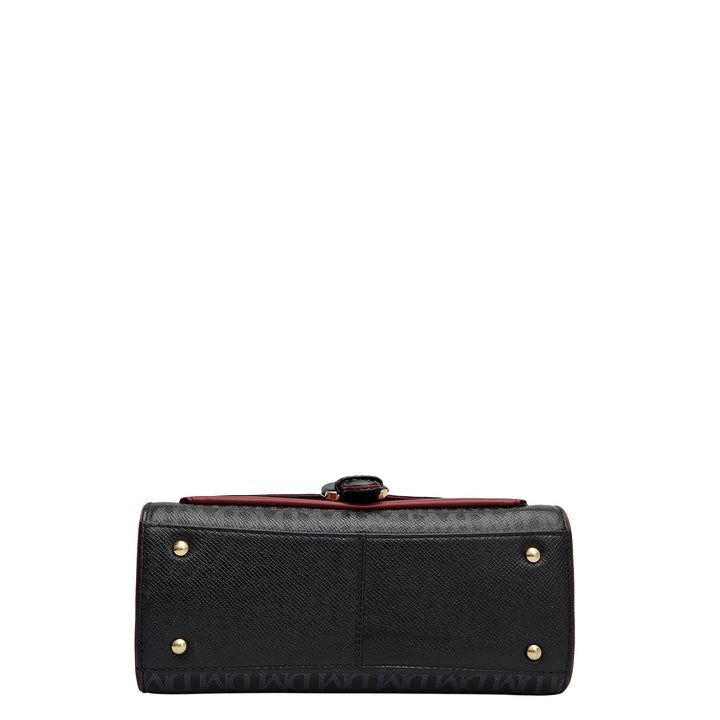 Small Monogram Plain Leather Satchel - Black