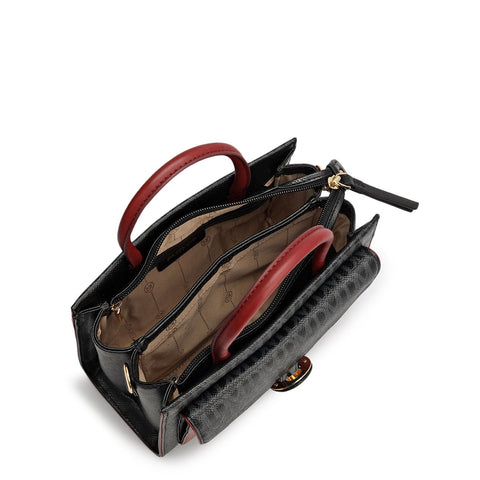 Small Monogram Plain Leather Satchel - Black