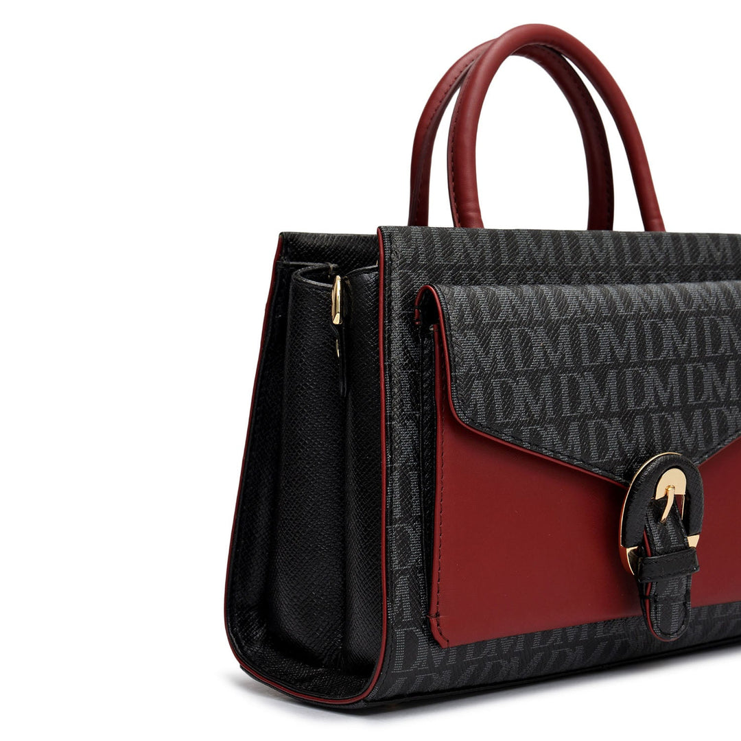 Small Monogram Plain Leather Satchel - Black