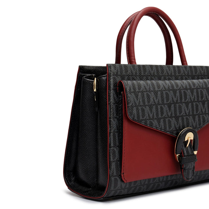 Small Monogram Plain Leather Satchel - Black