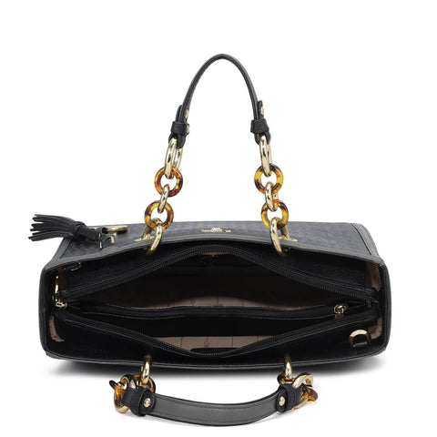 Medium Monogram Franzy Leather Satchel - Black