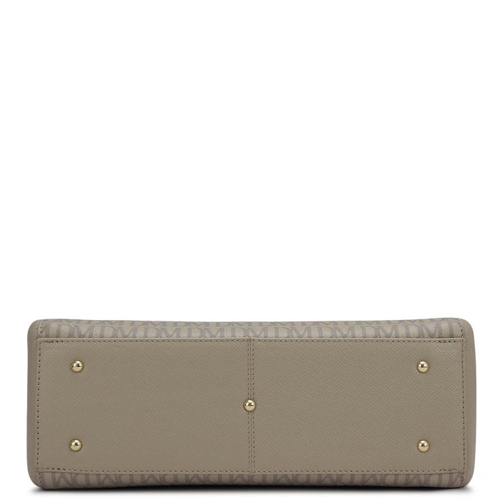 Medium Monogram Franzy Leather Satchel - Chalk