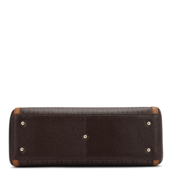 Medium Monogram Franzy Leather Satchel - Chocolate